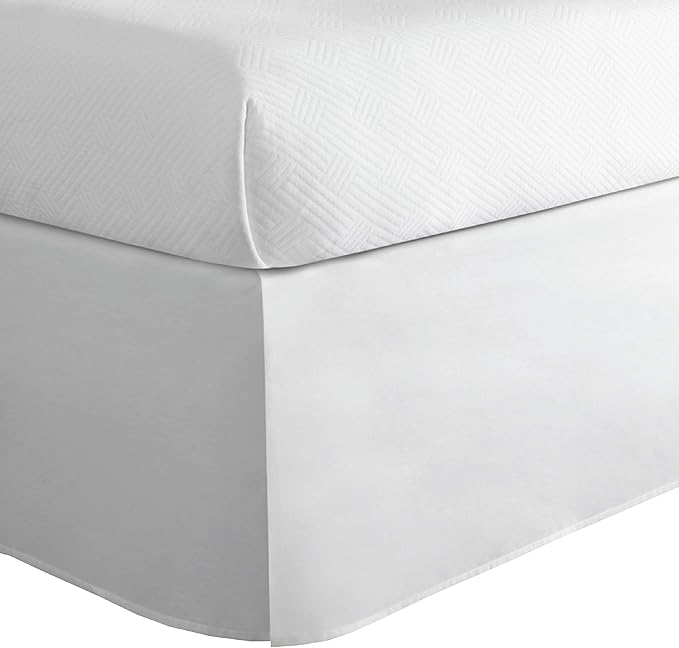 Today’s Home Classic Tailored Bed Skirt Dust Ruffle, Cotton Blend Design, 14" Drop Length, King, White