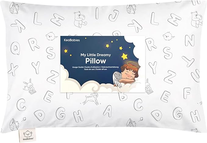 Toddler Pillow with Pillowcase - 13x18 My Little Dreamy Kids Travel Bed Pillows for Sleeping, Organic Cotton Small Pillowcase, Soft & Breathable, Machine Washable, Toddlers 2-5 years old (ABC Land)