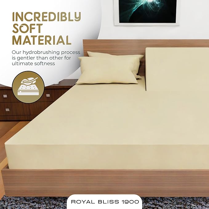 Top Split Flex Head California King Size Sheet Set - Egyptian Quality Ultra-Soft Bed Sheets - Double Brushed - Deep Pockets- Easy Fit - 4 Piece Set- Fade Resistant - Cream