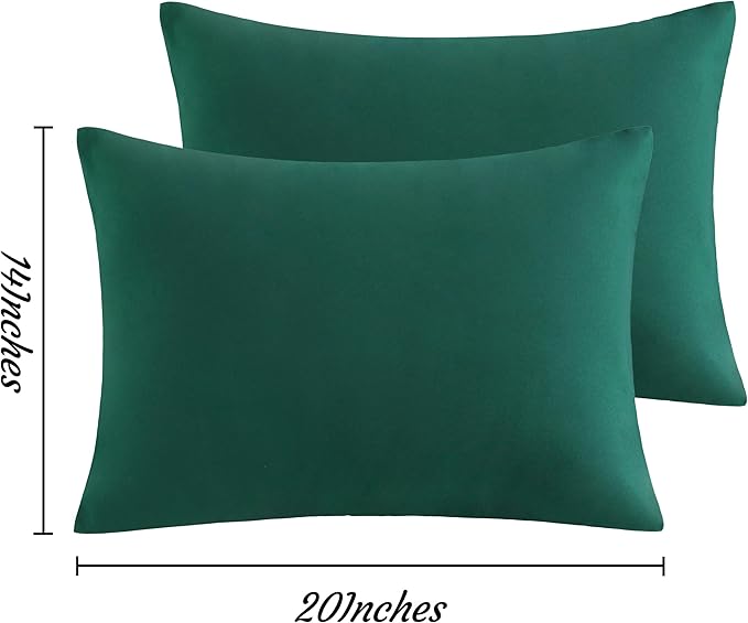 NTBAY Toddler Pillow Cases Set of 2, 2 Pack Brushed Microfiber 14x20 Pillow Cases, Soft, Wrinkle, Fade, Stain Resistant Dark Green Pillow Cases with Envelope Closure, 14x20 Inches, Dark Green