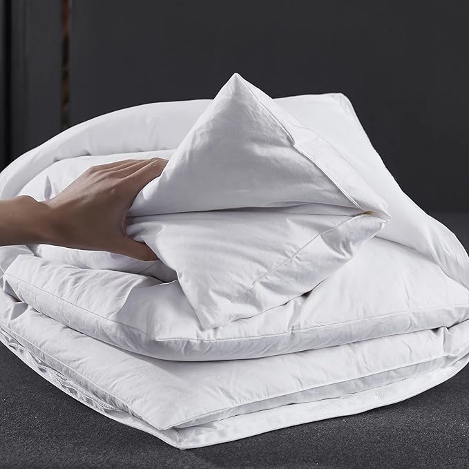 Three Geese Adjustable Layer Goose Feather Pillow,Assembled Bed Pillow, Soft Cotton Cover,Good for Side and Back Stomach Sleeper, Standard/Queen Size,Packaging Include 1 Pillow