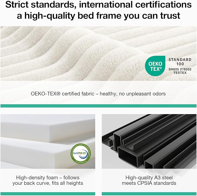 Novilla Queen Size Bed Frame, Plush CloudSoft Bed, Corduroy Upholstered Platform Bed Frame with Headboard, Easy Assembly, No Box Spring Needed, Modern Soft Bed Frame, White