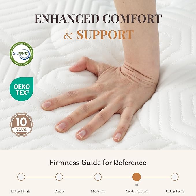 CH Charme House Queen Mattress 10 Inch Hybrid Mattresses in a Box, Medium Feel Foam and Individual Pocket Springs, Fiberglass Free Mattress, Extra Edge Support, Pressure Relief, CertiPUR-US, Grey