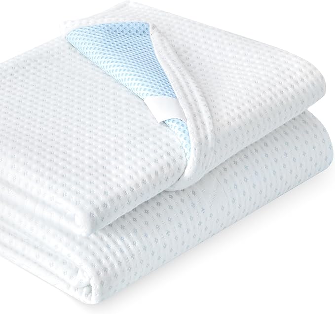 Subrtex 3 Inch Mattress Topper Cover (Only Cover) Mattress Topper Protector Bedding Rayon Made from Bamboo Removable Mattress Encasement with Zippers, CK
