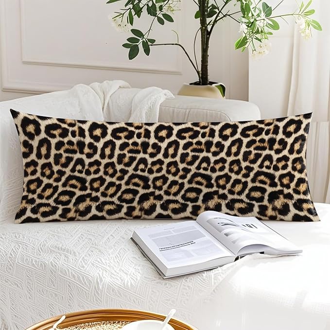 Cheetah Print 20x54 Body Pillow Cover, Leopard Room Decor, Y2k Wild Animal Cheetah Print Decorative Long Body Pillow Cases for Girls Bedroom Dorm Apartment Bed Couch