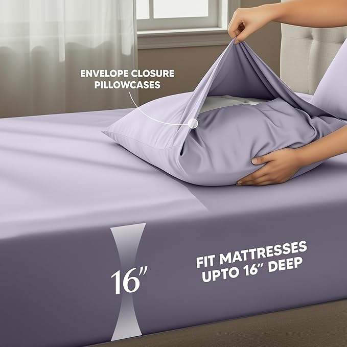 Utopia Bedding Twin Sheet Set – 3 Piece Bed Sheets for Twin Size Bed, Soft and Breathable Microfiber, Includes 1 Fitted Sheet, 1 Flat Sheet and 1 Pillowcase – Oeko Tex (Lavender)