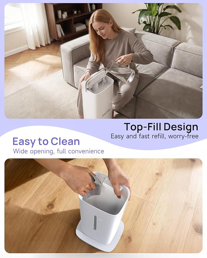 Humidifier Large Room, 2.1Gal/8L Cool Mist Humidifiers for Bedroom 500 sq ft, Humidifiers for Home with Essential Oil Diffuser, Top Fill Quiet Humidifier for Baby Nursery Office Plants, White