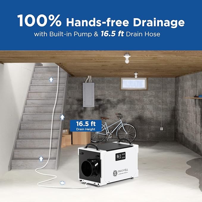 235 Pints Commercial Dehumidifier with Pump and Drain Hose, Crawl Space dehumidifier Basement, Industry Water Damage Unit, 100 PPD at AHAM, Ideal for Industrial and Job Sites
