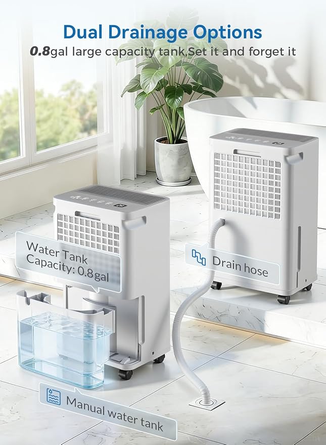 2500 Sq.Ft Dehumidifier for Basement with Drain Hose, Update 35 Pint Large Best Compressor Dehumidifiers for Home or Garage, Smart Humidity Control, 24H Timer & Child Lock, Ideal for Large Rooms,