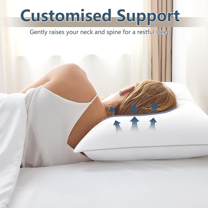 CozyLux Soft Supportive Bed Pillows for Side and Back Sleepers, Oeko-Tex Certified Down Alternative Filling, Hotel Quality Fluffy Sleeping Pillow, White, Queen - 18" x 28", 2 Pack