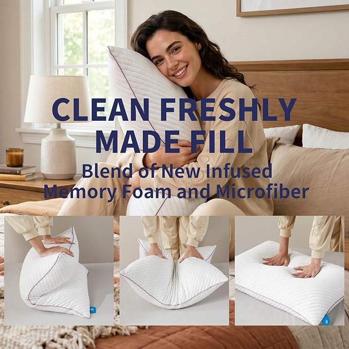 Shredded Memory Foam Cooling Pillows 2 Pack,King Size Bed Pillows for Side,Back & Stomach Sleepers