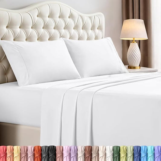 Utopia Bedding California King Size Sheet Set – 4 Piece Bed Sheets, Soft and Breathable Microfiber, Includes 1 Fitted Sheet, 1 Flat Sheet and 2 Pillowcases – Oeko Tex (White)