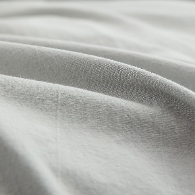 BESTOUCH Duvet Cover Set 100% Washed Cotton Linen Feel Super Soft Comfortable Chic Lightweight 3 PCs Home Bedding Set Solid Northern Droplet Grey Alaska King
