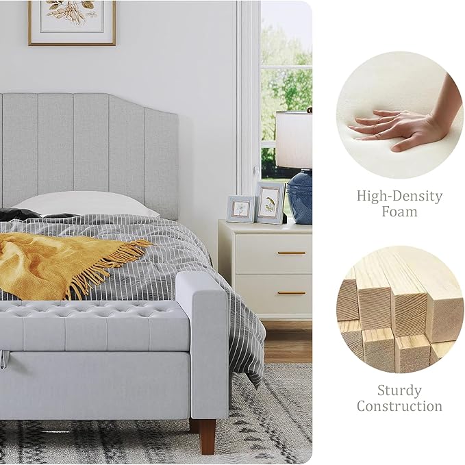 Furpopup King Size Headboard Only, Linen Upholstered Headboard King/California King Size Wall Mount and Bed Frame Mount, Featuring High-Density Sponge Padding Easy Assembly Comfort Style-Linen Gray