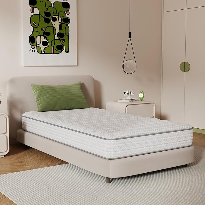Novilla 6 Inch Twin XL Mattress, Hybrid Twin XL Size Mattresses with BioAir Comfort Foam for Pressure Relief, Medium Plush Colchones with Innerspring CertiPUR-US Certified for Kids Mattress in a Box