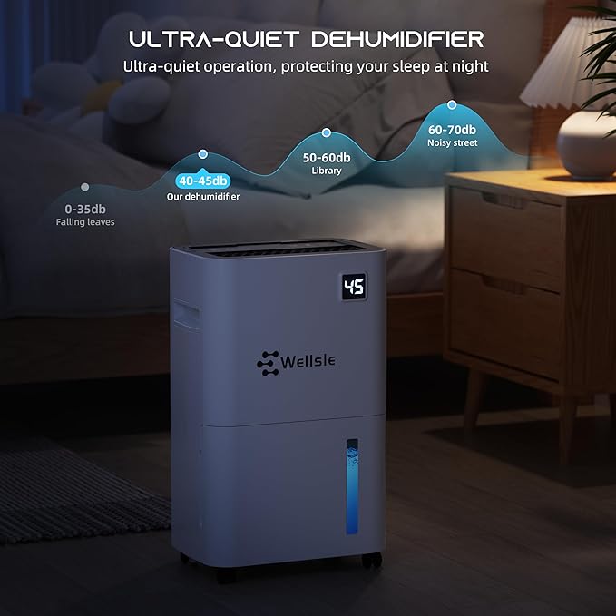 Dehumidifiers for Home, 50 Pint Dehumidifier for Basement, Bedroom, Bathroom with Drain Hose - Smart Quiet Dehumidifier with 24HR Timer - 3 Working Modes