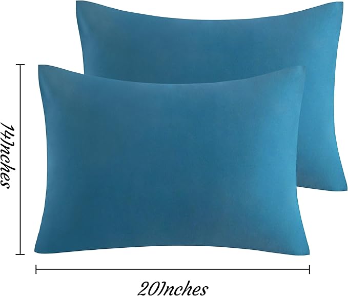 NTBAY Toddler Pillow Cases Set of 2, 2 Pack Brushed Microfiber 14x20 Pillow Cases, Soft, Wrinkle, Fade, Stain Resistant Teal Blue Pillow Cases with Envelope Closure, 14x20 Inches, Teal Blue