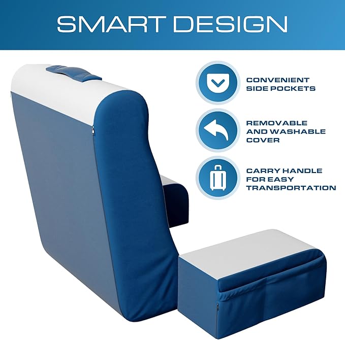Kolbs Bed Wedge Pillow for Sleep Apnea, FSA Eligible Acid Reflux, and Back Pain Relief, with Chic Jacquard Cover - Headboard Wedges for Sleeping (19" Wedge Reading - Blue)