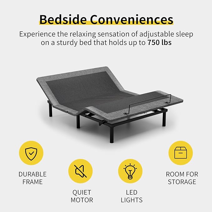 MULIN Twin XL Adjustable Bed Frame, Independent Head & Foot Incline with Wireless Remote, TV/Zero Gravity/ZZZ Preset, 2 USB Ports, Flashlight & Storage Shelf