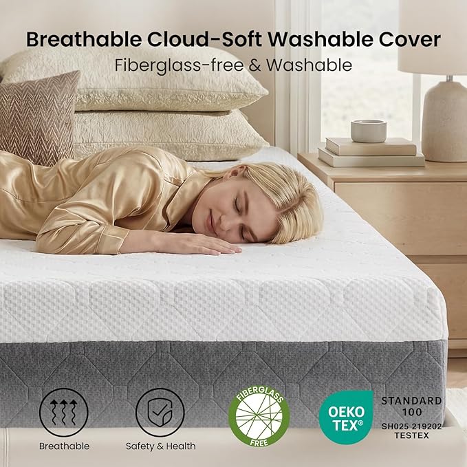 Extra Firm King Mattress 14-Inch: Zoned Thick Memory Foam for Back Pain, Extra Lumbar Support for Deep Sleep, Cooling Washable Fiberglass Free Cover for Couple, CertiPUR-US Oeko-Tex Certified, 80x76