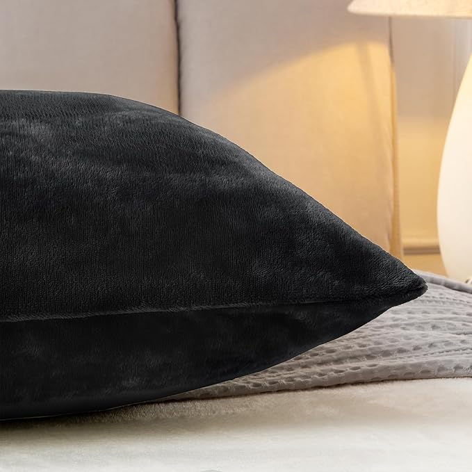 BEDELITE Body Pillow Cover with Zipper Closure, Super Soft and Cozy Fuzzy Fleece Pillowcase 20 x 54 Inches, Luxury Fluffy Plush Long Body Pillow Pillowcase for All Seasons(Black)