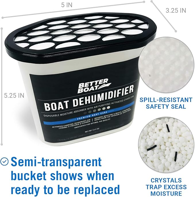 Moisture Absorber 2 Pack with Activated Charcoal Dehumidifier Bucket, Unscented Odor Absorber for Closet Basement Bathroom Boat RV, Disposable - Better Boat
