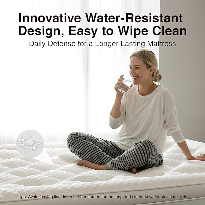 Novilla Queen Mattress Topper, Extra Thick Pillow Top - Overfilled Hotel Luxury Mattress Pad Cover for Back Pain Relief, Breathable Fluffy Down Alternative Fill, 8-21” Deep Pocket, Oatmeal