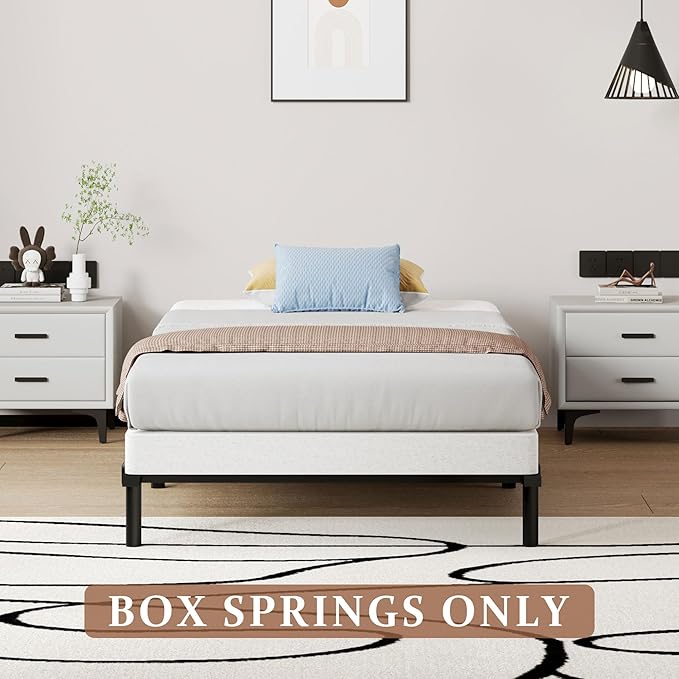 SHOANED Twin XL Metal Box Springs - 5 Inch Low Profile Heavy Duty Black Basics Bed Base Non Slip Box Spring Mattress Foundation, Easy Assembly, No Noise