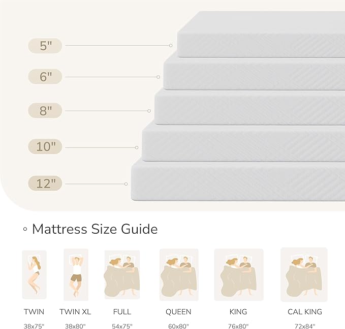 MLILY Full Mattress in a Box, 6 inch Mattresses for Platform Bed Double Size Daybed Bunk, Memory Foam Medium Firm