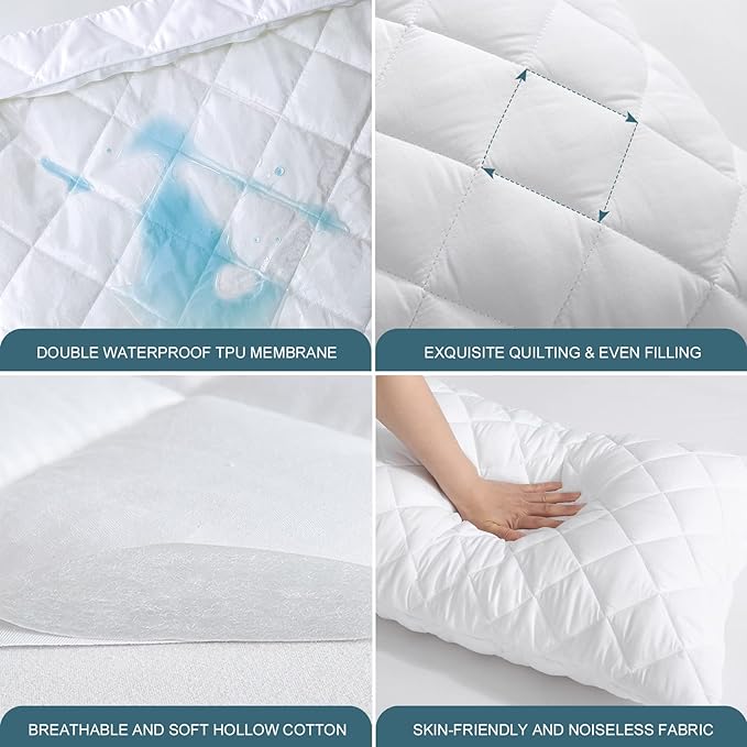 UNILIBRA 2 Pack Waterproof Pillow Protector Quilted King Size(21"X36")