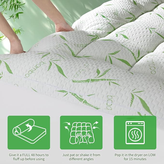 Mattress Pad Queen Size,Cooling Mattress Topper,2In Extra Thick Pillow Top for Back Pain with 8"-18" Deep Pocket(60"x80")