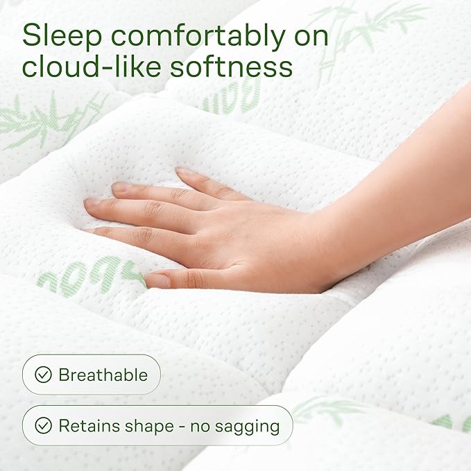 Niagara Sleep Solution Ultra Soft Twin XL Size Mattress Topper - Rayon Derived from Bamboo Pillow Top Mattress Pad for Back Pain Relief - Naturally Cooling for Hot Sleepers, Green