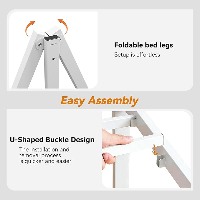 NKZ Twin Platform Bed Frame 4 Inch, Heavy Duty Metal Low Profile Bed Frame with Round Corner Legs, 3500lbs Weight Capacity Reinforced Frame, No Box Spring Needed，Noise-Free, Easy Assembly