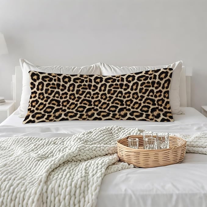Cheetah Print 20x54 Body Pillow Cover, Leopard Room Decor, Y2k Wild Animal Cheetah Print Decorative Long Body Pillow Cases for Girls Bedroom Dorm Apartment Bed Couch