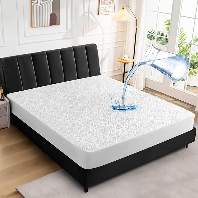 Sufdari Twin Waterproof Mattress Protector, Waterproof Mattress Cover,Breathable & Noiseless Mattress Pad, Waterproof Quilted Fitted Sheet Fits Up to 8-18" Deep Pocket