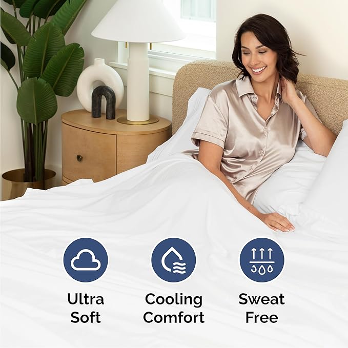 Cal King 6 Piece Sheet Set - Comfy, Breathable & Cooling - Hotel Luxury Bedding for Women, Men, Kids, Teens & Children - 1 Flat & 1 Fitted Sheet & 4 Pillowcases w/ Deep Pockets - Wrinkle Free - White