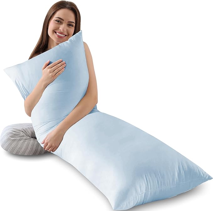 Body Pillow Insert - Breathable Full Body Pillow for Side Sleeper - Soft Long Bed Pillow for Adults - 20 x 54 inch-Blue