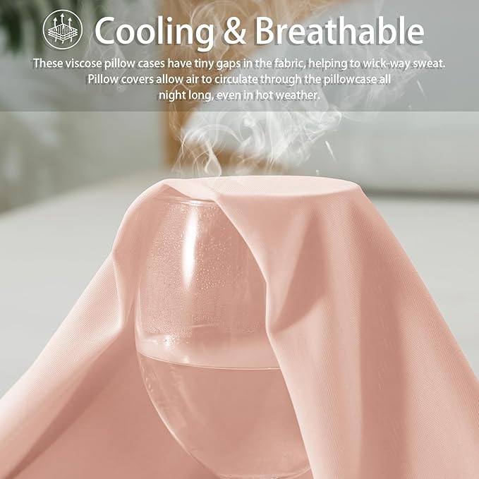 WhatsBedding Body Pillow Cover Cooling Fabric, Long Pillowcase Breathable & Skin-Friendly, Zipper Closure - Pink (20x54 inch)
