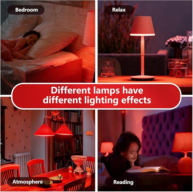 Red Sleep Light Bulb 2 Pack，Red Light Bulbs for Healthy Sleep,Blue Light Blocking,A19 9W(60W Equivalent) E26 Base Night Light for Bedroom, Baby Nursery Room