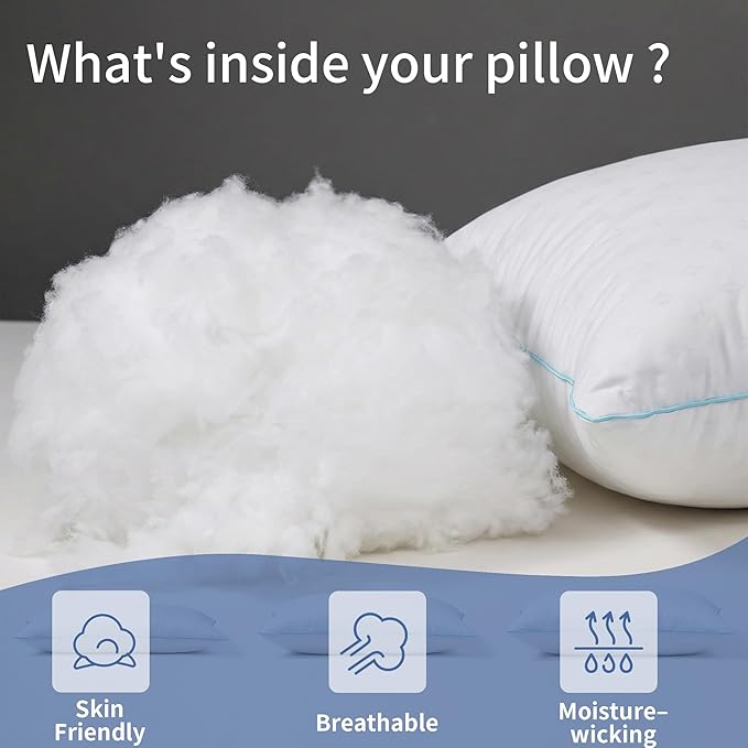 Pillows Queen Size Set of 2 – Queen Bed Pillows for Sleeping, Down Alternative Pillows, Supportive Comfort, Hotel Style, Machine Washable, for Side Back Stomach Sleepers