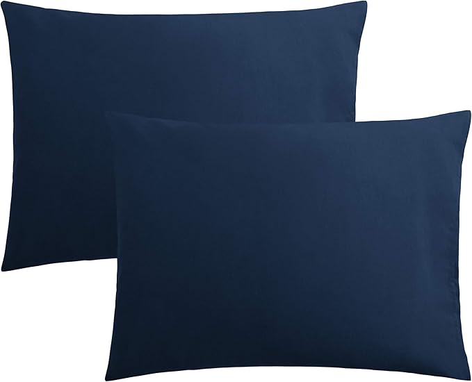 FLXXIE Pillow Cases Standard Size, Soft Microfiber Pillow Covers with Envelope Closure, Wrinkle, Stain Resistant Pillowcases, 2 Piece Set, 20x26, Navy