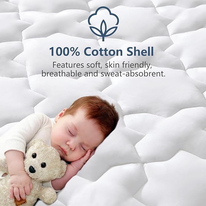 CozyLux California King Mattress Pad, 450GSM Quilted Cooling Cotton Top Mattress Topper, Extra Deep Pocket Fits 8-21 inches, Oeko-TEX Certified, Plush Soft Breathable Bed Pad (72"x84", White)