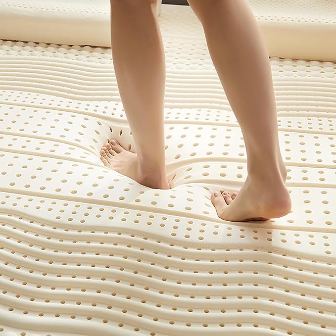 NaKeah Latex Mattress 100% Latex Medium Soft 5/7.5/10 cm Firmness 7 Zones Orthopaedic Mattress with Removable Cover,7.5cm,90x200cm