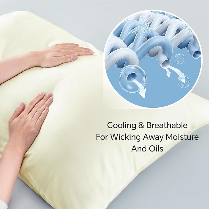 BEDELITE Body Pillow Cover, Rayon Made from Bamboo, Cooling Body Pillow Pillowcase for Hot Sleepers and Night Sweats, Breathable & Silky Soft Full Long Pillow Case Cover (Cream, 20x54 Inches)