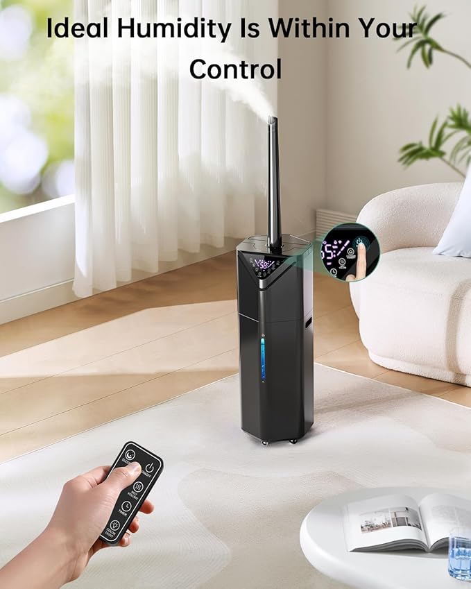 5Gal Humidifiers for Bedroom Large Room 2800ft², APP/Remote Control, 60H Quiet Supersized Cool Mist Humidifier with Auto 180°Mist Tube, 24H Timer, Top Fill, Humidifiers for Home Office Plants