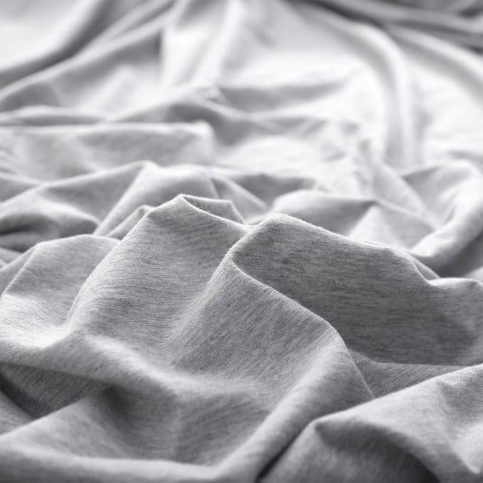 PURE ERA Jersey Knit Duvet Cover Set 100% T-Shirt Cotton Super Soft Comfy 3pc Bedding Set with Zipper Closure (Heather Grey, Full)