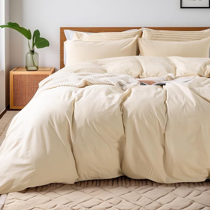 NEXHOME PRO Full Duvet Cover Set – 100% Certified Organic Cotton with Washed Feel & Linen-Like Texture, Comfortable & Breathable, Home Bedding Set 80"*90" (No Comforter)