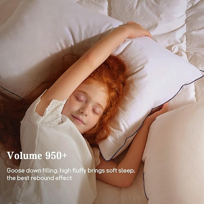 BHZ King Size Pillows Set of 4 Feather Down Hotel My King Pillows Bed Goose Pillow Luxury 4 Pack Pillow for Sleeping Side Sleepers Soft Support Gifts