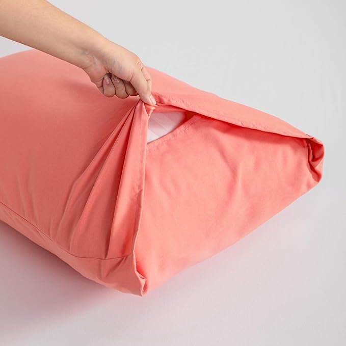 FLXXIE King Pillow Cases Set of 2, Soft Microfiber Pillow Covers with Envelope Closure, Wrinkle, Fade and Stain Resistant Pillowcases, 20x36, Coral