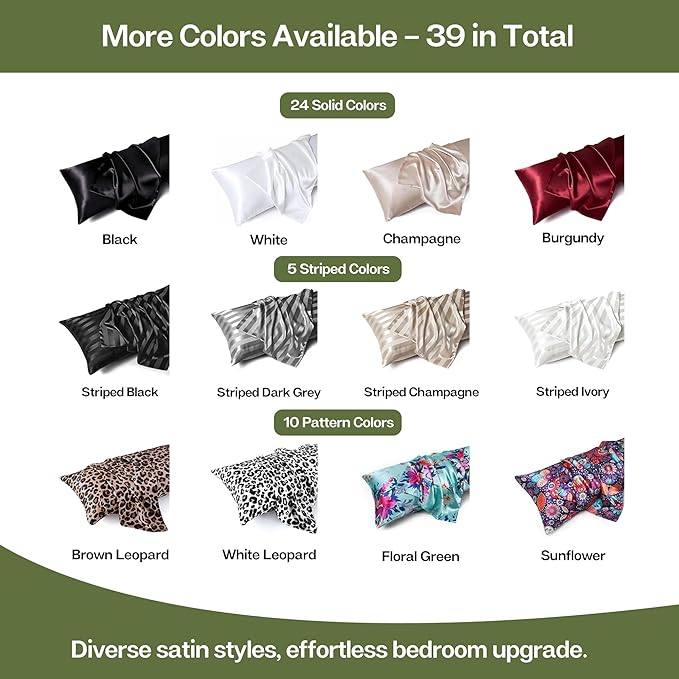 MR&HM Satin Body Pillow Cover, Soft and Breathable Body Pillow Case with Envelope Closure, Cooling and Silky Long Pillowcase for Hair and Skin,Grey (20x54, Sage)